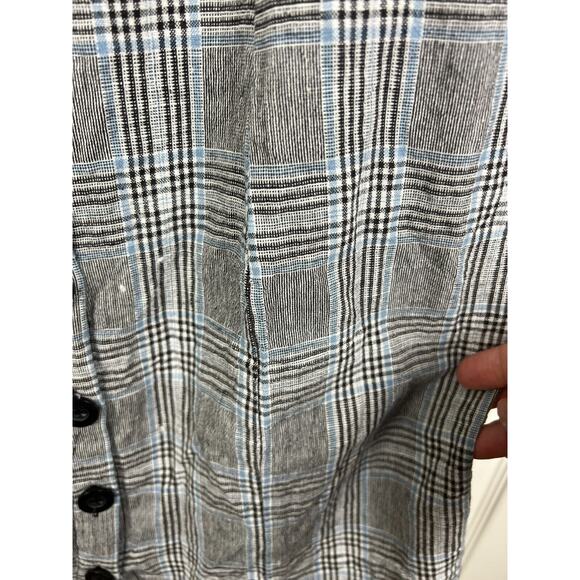 Forever 21 plaid preppy XXS Black White Linen Blend Jumper Dress Clueless Y2K - Picture 5 of 7